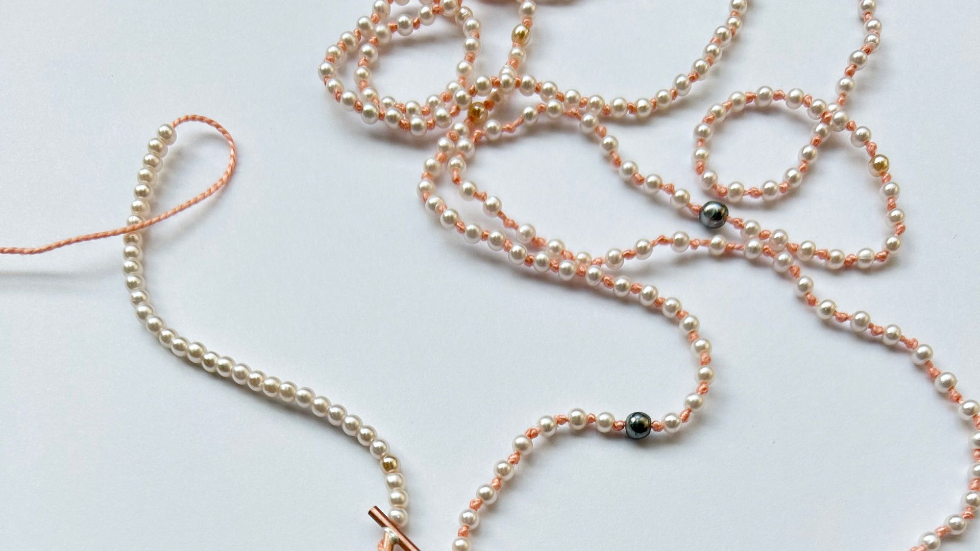 Copper and pearl chain by Maria Hanson.